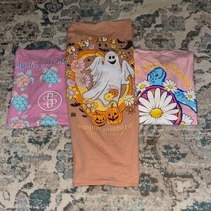 Simply Southern Halloween and Floral T-Shirts - Pink, Orange, Blue